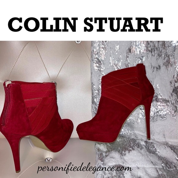 NEW RARE Colin Stuart Red Faux Suede Strappy Platform Ankle Boots Size 11B HTF - Picture 13 of 13